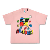 Salmon Au-some! Autism puzzle dabbing Urban Heavy Tee - FaDigitalArtStudio