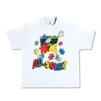 White Au-some! Autism puzzle dabbing Urban Heavy Tee - FaDigitalArtStudio