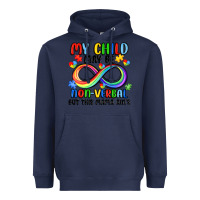 Navy my child may be non verbal but this mama ain's Heavyweight Hoodie - JahusDesignShop