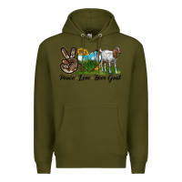 Army Green peace love boer goat Premium Hoodie - LillyAllenDesigns