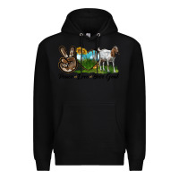 Black peace love boer goat Premium Hoodie - LillyAllenDesigns