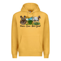 Mustard peace love boer goat Premium Hoodie - LillyAllenDesigns