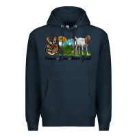 Navy peace love boer goat Premium Hoodie - LillyAllenDesigns