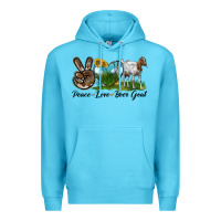 Ocean Blue peace love boer goat Premium Hoodie - LillyAllenDesigns