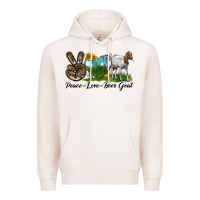 Pale Pink peace love boer goat Premium Hoodie - LillyAllenDesigns