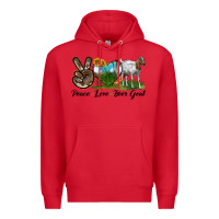 Red peace love boer goat Premium Hoodie - LillyAllenDesigns