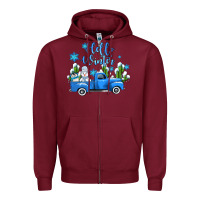Burgundy hello winter with sniwman and  truck Zipper Hoodie - AdoDesignShop