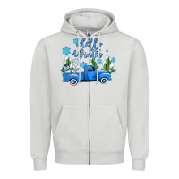 Dove Grey hello winter with sniwman and  truck Zipper Hoodie - AdoDesignShop