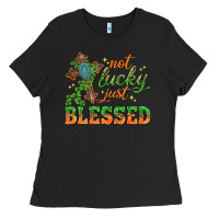 Black Not lucky just Blessed with Cross St. Patricks day Ladies Tee - HowdyJamesFarm