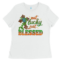 White Not lucky just Blessed with Cross St. Patricks day Ladies Tee - HowdyJamesFarm