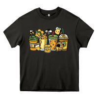 Asphalt Honey bee coffee cups Heavy Core Tee - HowdyJamesFarm