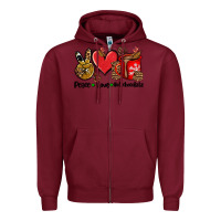 Burgundy peace love  hot chocolate Zipper Hoodie - AdoDesignShop