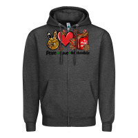 Charcoal Heather peace love  hot chocolate Zipper Hoodie - AdoDesignShop