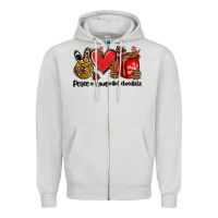 Dove Grey peace love  hot chocolate Zipper Hoodie - AdoDesignShop