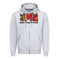Heather Grey peace love  hot chocolate Zipper Hoodie - AdoDesignShop