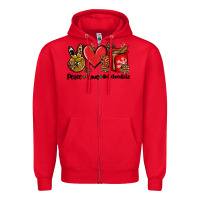 Red peace love  hot chocolate Zipper Hoodie - AdoDesignShop