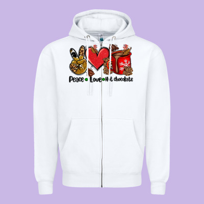 Peace Love  Hot Chocolate Zipper Hoodie Designed By Adodesignshop