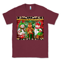 Burgundy christmas snowman polar bear reindeer Classic Tee - CowGirlArtShop