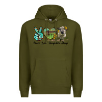 Army Green Peace Love Hampshire Sheep Premium Hoodie - LillyAllenDesigns
