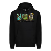 Black Peace Love Hampshire Sheep Premium Hoodie - LillyAllenDesigns