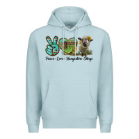 Blue Mist Peace Love Hampshire Sheep Premium Hoodie - LillyAllenDesigns