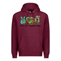 Burgundy Peace Love Hampshire Sheep Premium Hoodie - LillyAllenDesigns