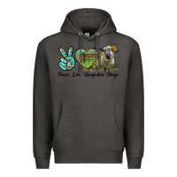 Charcoal Heather Peace Love Hampshire Sheep Premium Hoodie - LillyAllenDesigns