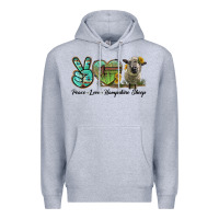 Heather Grey Peace Love Hampshire Sheep Premium Hoodie - LillyAllenDesigns