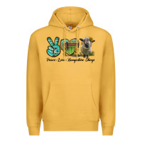 Mustard Peace Love Hampshire Sheep Premium Hoodie - LillyAllenDesigns