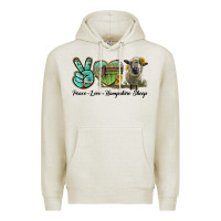 Oatmeal Heather Peace Love Hampshire Sheep Premium Hoodie - LillyAllenDesigns