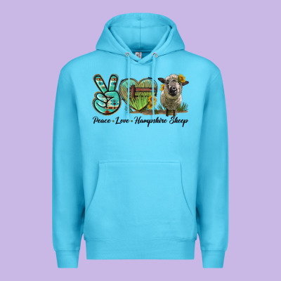 Peace Love Hampshire Sheep Premium Hoodie Designed By Lillyallendesigns