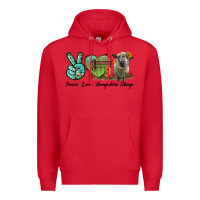 Red Peace Love Hampshire Sheep Premium Hoodie - LillyAllenDesigns