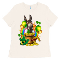 Bone St. Patrick's Donkey with balloon Ladies Tee - HowdyJamesFarm
