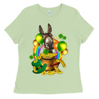 Matcha St. Patrick's Donkey with balloon Ladies Tee - HowdyJamesFarm