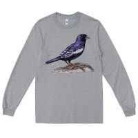 Heather Grey Lark Bunting Colorado State Bird Long Sleeve Tee - RanaPortraitStore