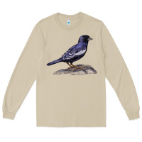 Mushroom Lark Bunting Colorado State Bird Long Sleeve Tee - RanaPortraitStore
