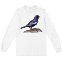 White Lark Bunting Colorado State Bird Long Sleeve Tee - RanaPortraitStore
