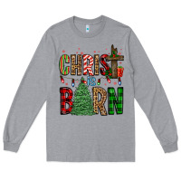 Heather Grey christ is born Long Sleeve Tee - FaDigitalArtStudio