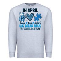 Heather Grey in april we wear blue Premium Sweatshirt - JahusDesignShop