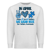 Oatmeal Heather in april we wear blue Premium Sweatshirt - JahusDesignShop