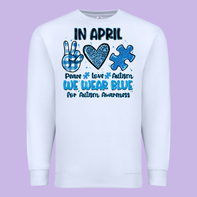 In April We Wear Blue Premium Sweatshirt Designed By Jahusdesignshop