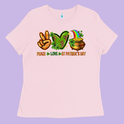 Peace Love St. Patrick's Day Ladies Tee Designed By Howdyjamesfarm
