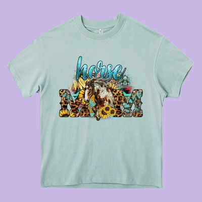 Horse Mom Heavy Core Tee Designed By Howdyjamesfarm