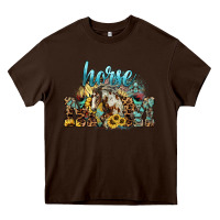 Chocolate Brown Horse Mom Heavy Core Tee - HowdyJamesFarm