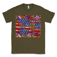 Army Green American flag and star leopard Classic Tee - Artiststas