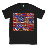 Black American flag and star leopard Classic Tee - Artiststas