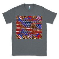 Charcoal Heather American flag and star leopard Classic Tee - Artiststas
