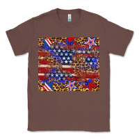 Chestnut American flag and star leopard Classic Tee - Artiststas