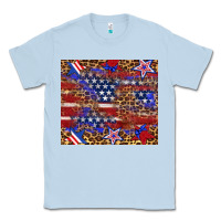 Dusty Blue American flag and star leopard Classic Tee - Artiststas