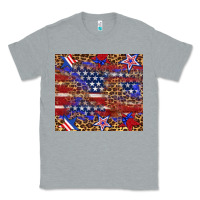 Heather Grey American flag and star leopard Classic Tee - Artiststas